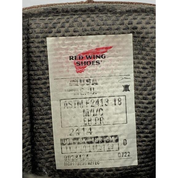 Red Wings Gore-Tex Leather Work Boots ASTM F2413-18 EH D 0722 Size 11 P73 main image 9